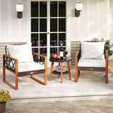 Tangkula 3 Pieces Patio Wicker Furniture Set with Acacia Wood Frame