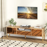 Tangkula Mirrored TV Stand for TV up to 65”, Modern TV Console Table w/Spacious Tabletop