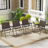 Tangkula Portable Folding Outdoor Dining Chairs with Armrests and Metal Frame