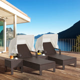Tangkula Outdoor Chaise Lounge Chair and Table Set with Folding Canopy and Armrests