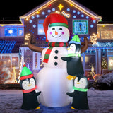 6ft Christmas Inflatable Snowman with Penguins, Quick Blow up Snowman w/ Bright Lights