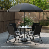 Tangkula 6 Pieces Patio Dining Set with Umbrella for Garden