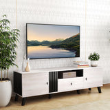 Tangkula Mid Century Modern TV Stand for 80” TVs with Open Shelf