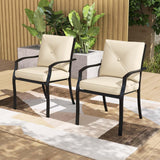 Tangkula Metal Outdoor Dining Chair Set of 2/4 Stackable Patio Chairs w/Armrests