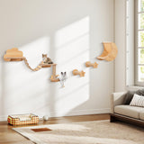 Tangkula Cat Wall Furniture Set Kitten Wall Mounted Shelves with Hammock