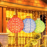 Tangkula Christmas Lighted Pop up Ornaments Set of 3, Outdoor Xmas Lighted Hanging Lanterns with Warm White LED Lights
