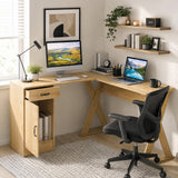 Tangkula L-Shaped Computer Desk with Reversible Drawer & Cabinet