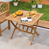 Tangkula 36" Patio Dining Table Folding Acacia Wood