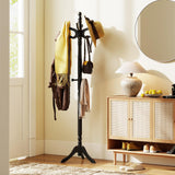 Tangkula Coat Rack Freestanding Solid Rubber Wood Coat Tree with 11 Hooks and 3 Height Options for Coats