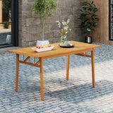 Tangkula 63” Acacia Wood Dining Table for 6 People