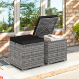Tangkula 2 Pieces Patio Ottoman with Hidden Storage Space