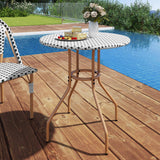 Tangkula 27.5" Outdoor Bistro Table with Heavy Duty Metal Frame and Adjustable Foot Pads