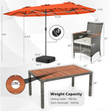 Tangkula 8 Pieces Rattan Outdoor Dining Set with 13Ft Solar Patio Umbrella
