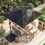 Tangkula 10 FT Solar Patio Umbrella with Base Included and 32 LED Lights & Center Light