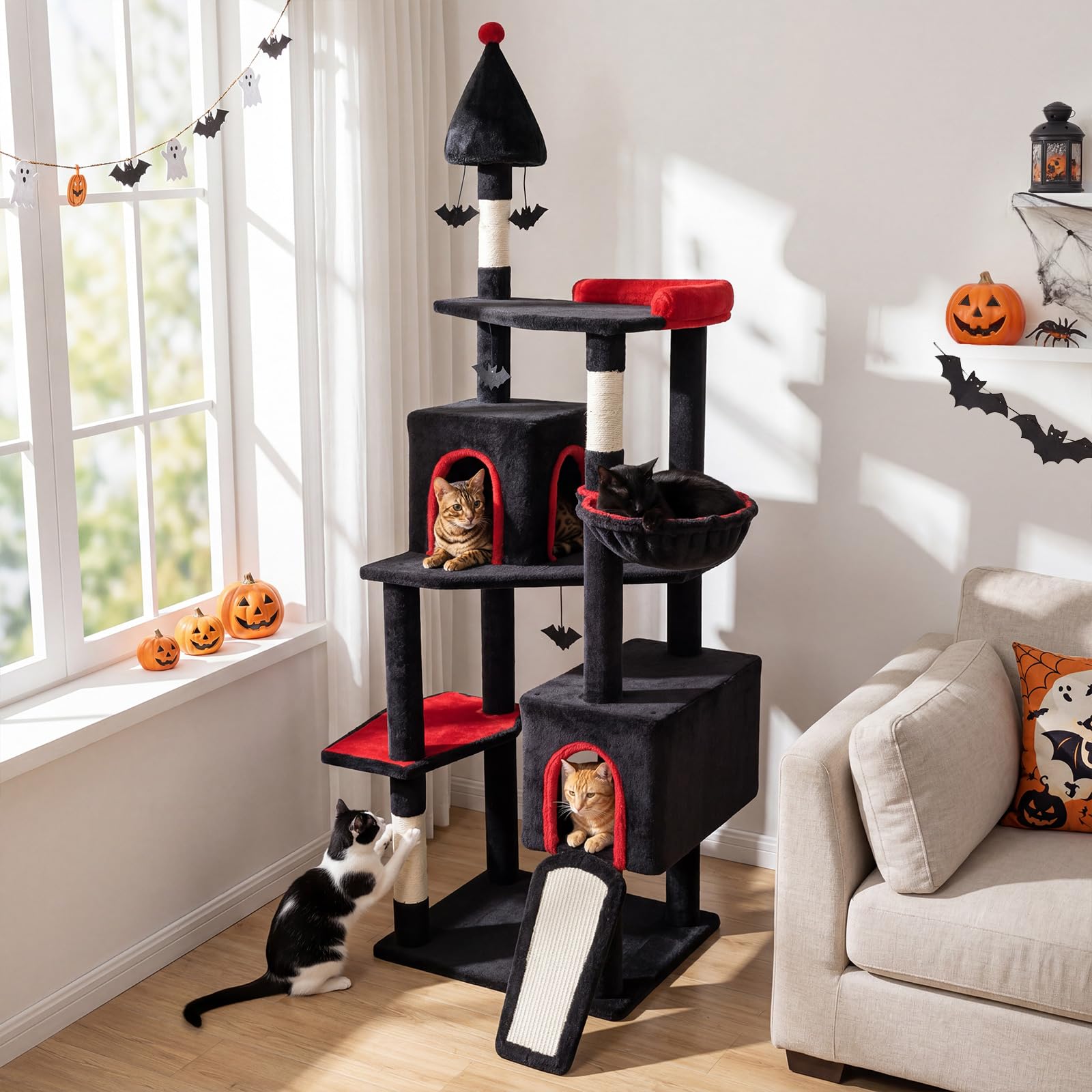 Tangkula 75" Gothic Cat Tree Halloween Cat Tower
