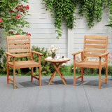 Tangkula Outdoor Wooden Dining Chairs with Inclined Backrests and Slatted Seats