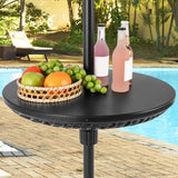 Tangkula Outdoor Umbrella Table Tray, Portable Round Table Tray with Umbrella Hole