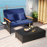Tangkula Patio Rattan Daybed with 4-Level Adjustable Backrest
