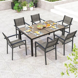 Tangkula Outdoor Rectangle Dining Table, 59” x 35” Large Outside Table with Metal Legs