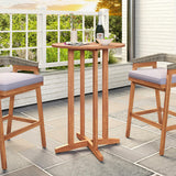 Tangkula Outdoor Acacia Wood Bar Table