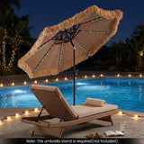 Tangkula 9 FT Solar Tiki Patio Umbrella with PE Grass