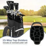 Tangkula Golf Cart Bag with 15 Way Top Dividers, Portable Golf Carry Bag for Men & Women
