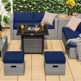 Tangkula 9 Pieces Outdoor Patio Furniture Set with 32-Inch Propane Fire Pit Table