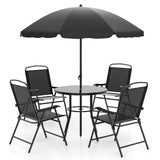 Tangkula 6 Pieces Patio Dining Set with Umbrella for Garden