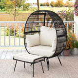 Tangkula Oversized Wicker Egg Chair with Ottoman