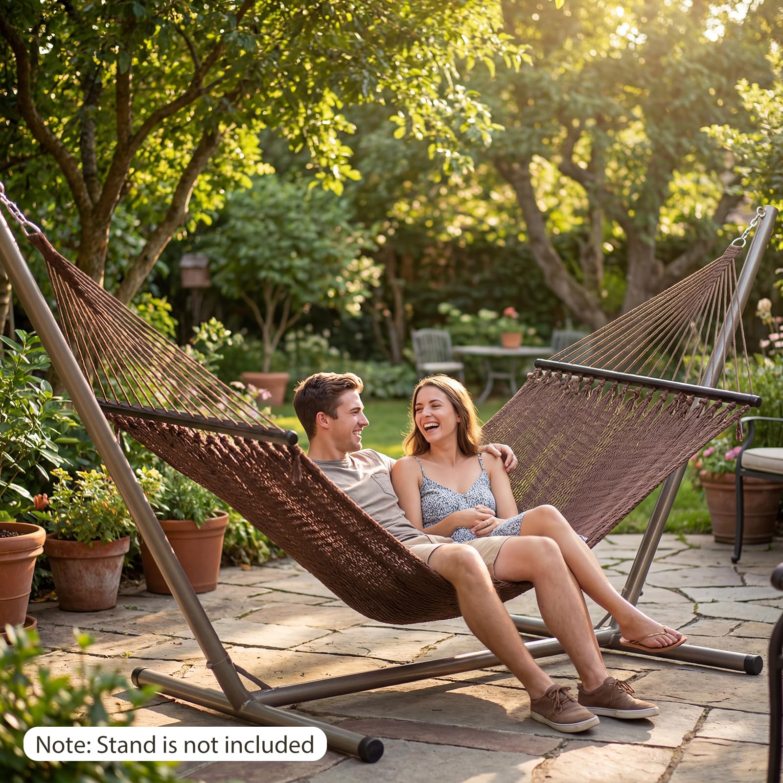 Tangkula 10.5FT Caribbean Double Hammock with Curved Spreader Bars