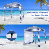 Tangkula 6x6 Ft Beach Cabana, Portable Beach Canopy with Detachable Sidewall