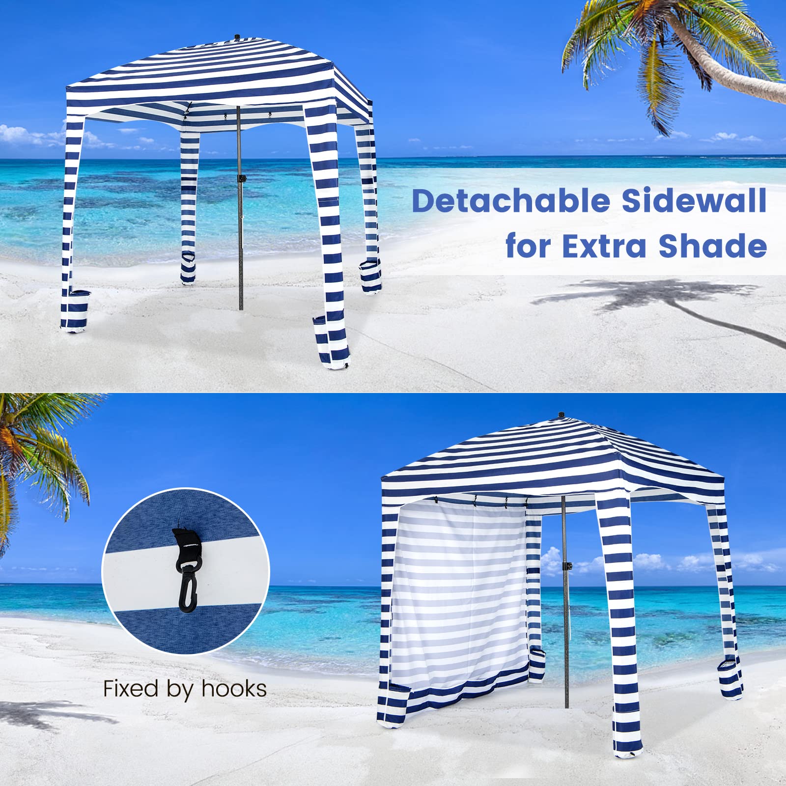cocobana beach tent Tangkula 6x6 Ft Beach Cabana, Portable Beach Canopy with Detachable Si – tangkula