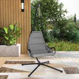 Tangkula Swing Chair with Stand, Hanging Egg Chair with Cushion, Indoor Outdoor Hammock Chair