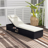 Tangkula Outdoor Rattan Lounge Chair with 6-Level Backrest (1/2)