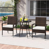 Tangkula 3-Piece Patio Furniture Set with Tempered Glass Top Table and Soft Cushions