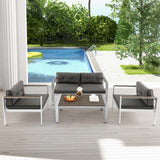 Tangkula 4 Piece Patio Aluminum Sofa Set, Contemporary Sofas & Coffee Table