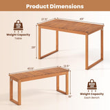 Tangkula 3 Pieces Acacia Wood Picnic Set with Outdoor Dining Table and 2 Benches for 4 People