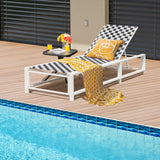 Tangkula Adjustable Patio Lounge Chair with Wheels, Outdoor Chaise Lounge with Breathable Fabric and Sturdy Metal Frame