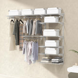 Tangkula 4 to 6 FT Custom Closet Organizer System Kit, Wall-Mounted Storage Organizer with Wire Shelving and Hanging Rods