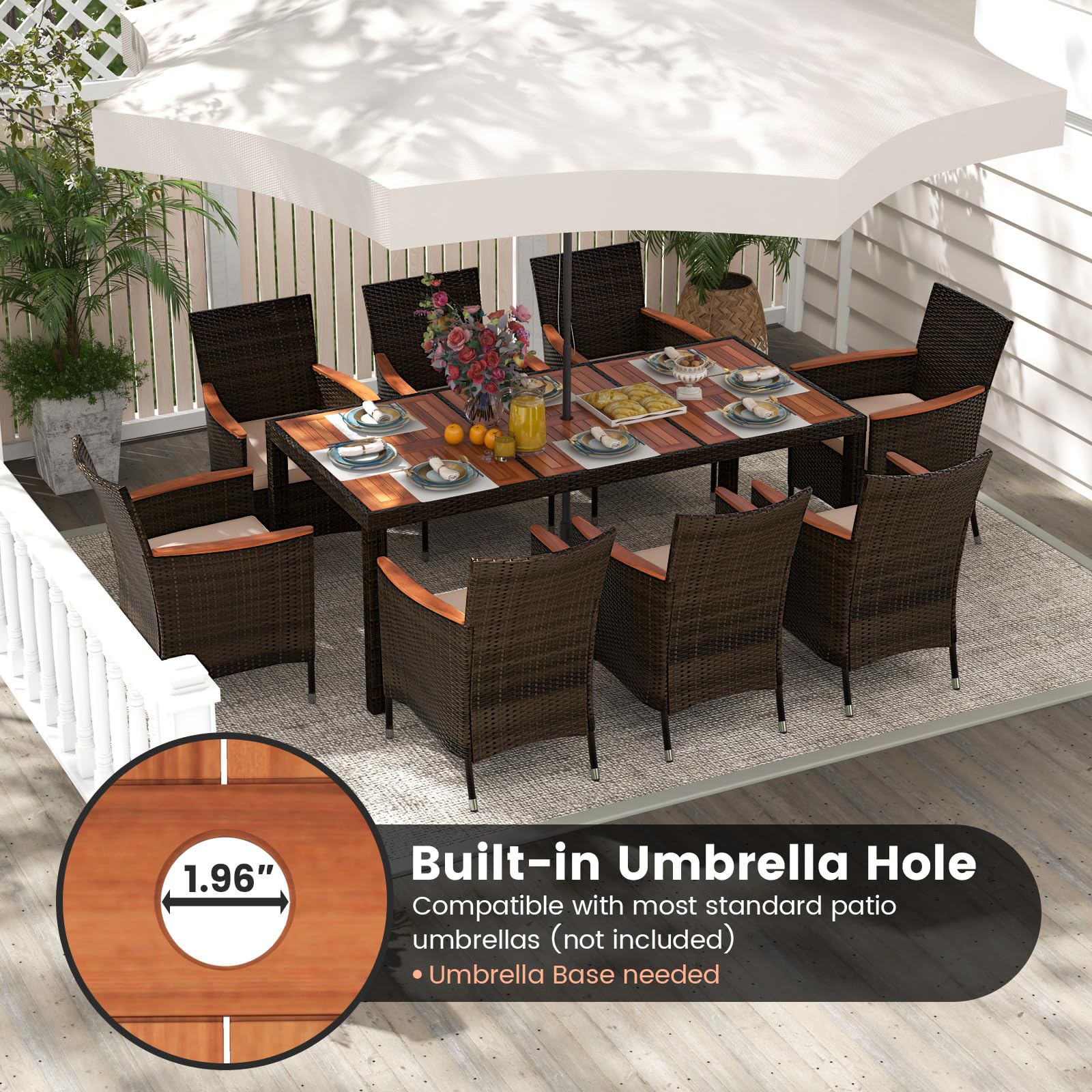 9 piece patio set with umbrella Tangkula 7 or 9 Piece Outdoor Dining Set, Patio Wicker Furniture Set w – tangkula