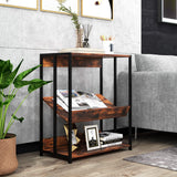 Tangkula 3 Tier Industrial Book Shelf with Adjustable Shelves and Metal Frame