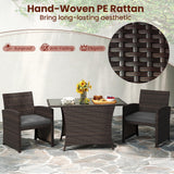 Tangkula 3 Piece Patio Wicker Dining Set