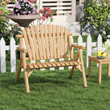 Tangkula Log Wood Patio Bench with Slatted Backrest