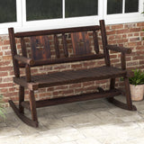 Tangkula Patio Rocking Bench, Carbonized Wood Double Rocker Chair with Ergonomic Seat