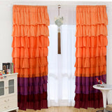 1 Pair Ruffle Sheer Curtains Window Panels Drapes 54'' x 84'' (Orange)