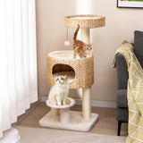 Tangkula Modern Cat Tree, 41 Inch Multi-Level Cat Tower with Cattail Fluff Condo & Top Perch