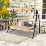 Tangkula 2 Person Porch Swing, 2-in-1 Convertible Outdoor Swing Bed with Adjustable Canopy
