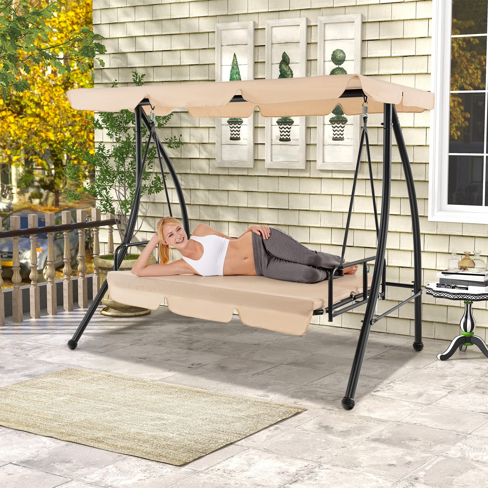 Sensory Swing Tangkula Person Porch Swing, 2-in-1 Convertible