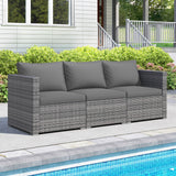 Tangkula Outdoor Patio 3 Seat Sofa Set | PE Rattan Modular Cushioned Sectional Couch Furniture Set