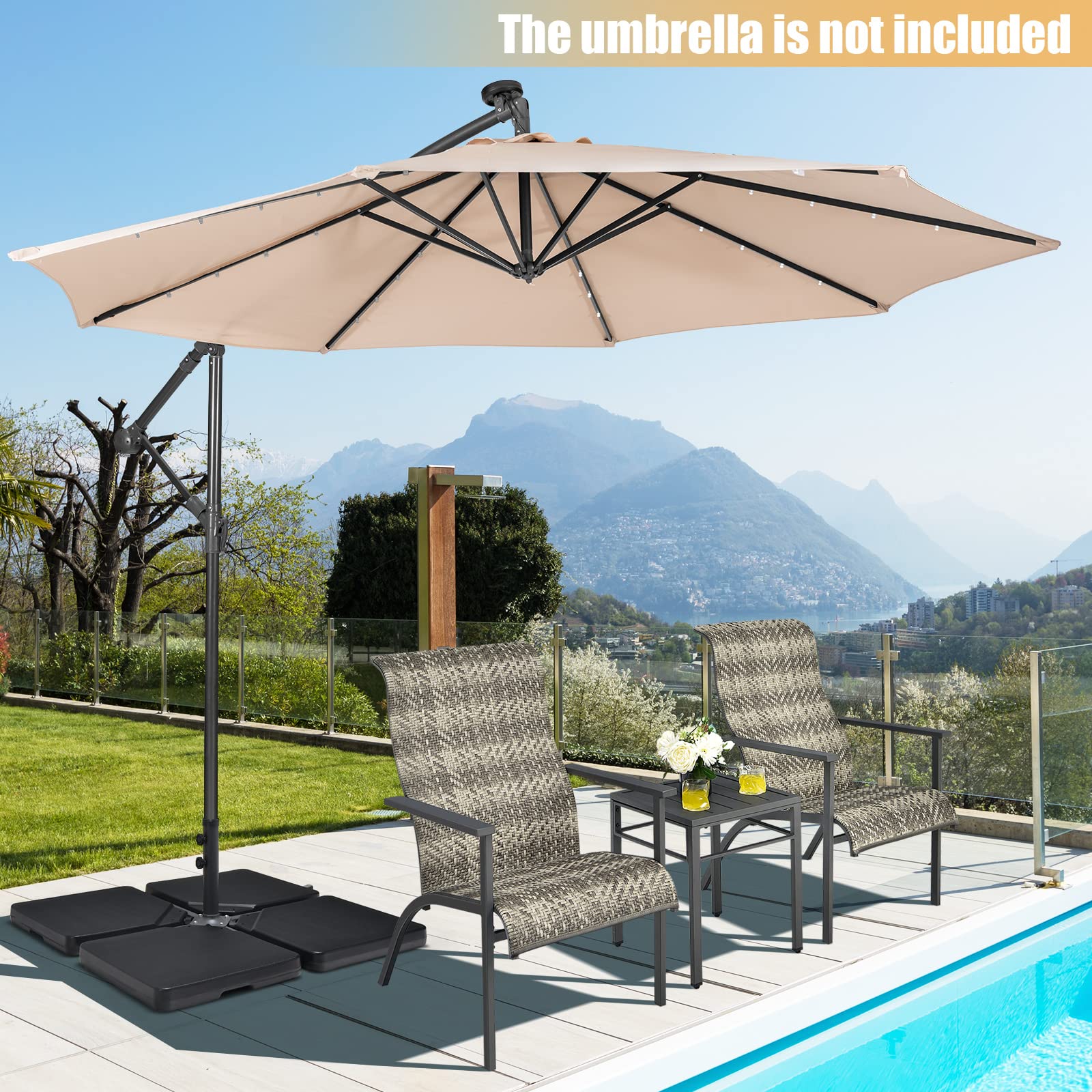 cantilever tilt patio umbrella Tangkula 4Pcs 13L 220 lbs Cantilever Offset Patio Umbrella Base – tangkula
